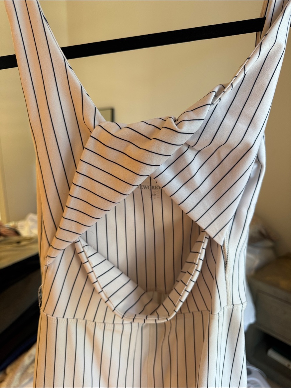 Striped Twist-Back romper- White/Navy